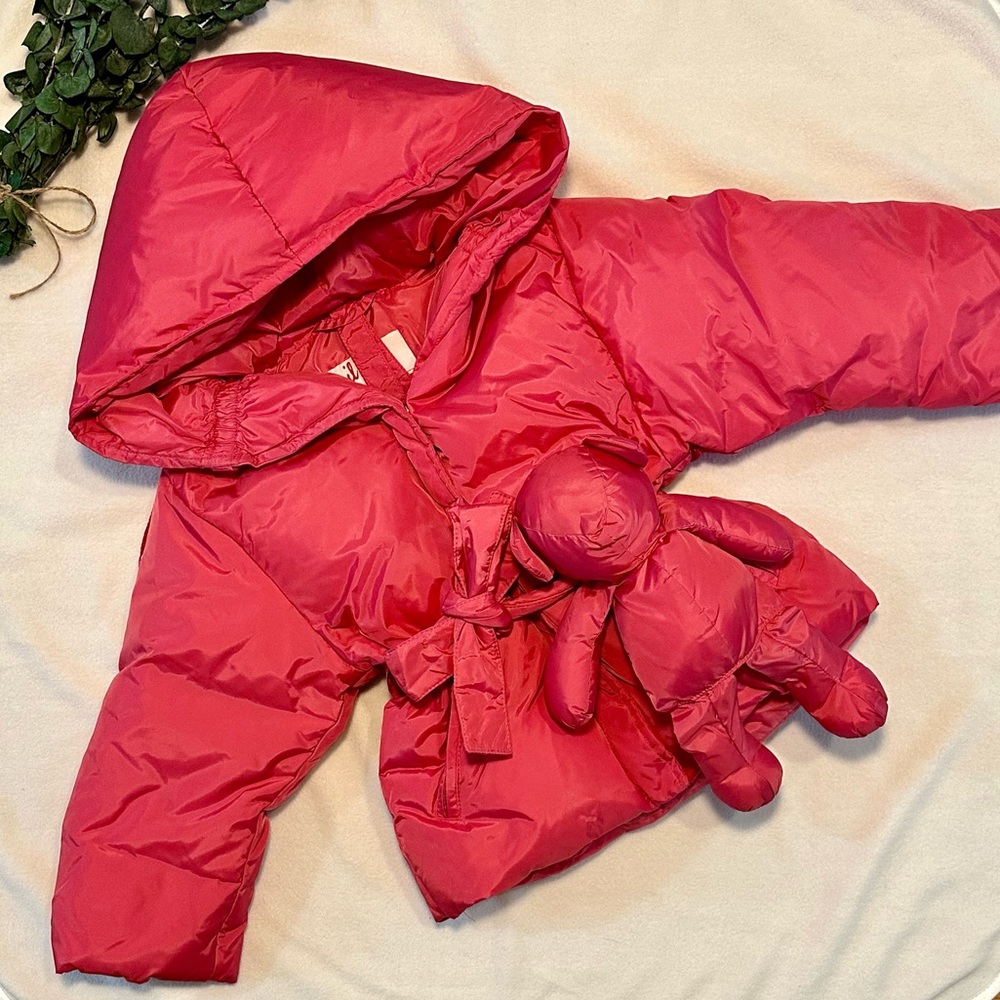 NWOT il gufo nylon puffer jacket with nylon teddy bear 🧸